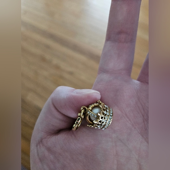Rare New Juicy Couture Gold Tone C Crown Mini Charm With Pearl And J - Picture 8 of 16